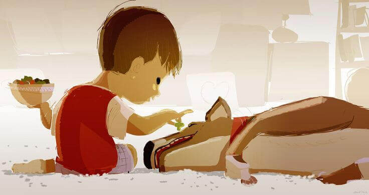 A criança e o seu animal de alma